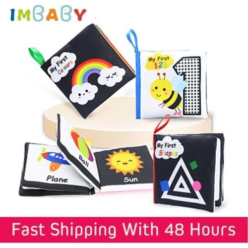 IMBABY Educational Toys Baby Books Soft Cloth Toys Rattles for Kids Intelligence Infant Educational Books 0-12 Month