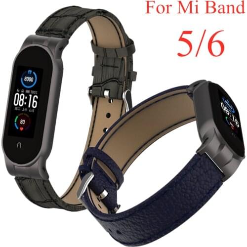 For Mi Band 5 Strap Genuine Leather Black Wrist Strap for Xiaomi Band 5 NFC Pulseira Leather Wristband Miband 5 Accessories New