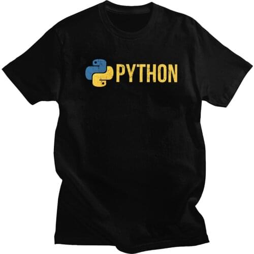 Retro Style Python Programmer T Shirt Man Cotton Distressed Programming Programmer Developer Tee Tops Short-Sleeve Tshirt Gift