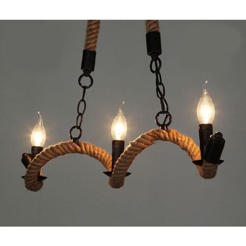 Retro Vintage Rope Pendant Light Lamp Loft Creative Personality Industrial Lamp Edison Bulb American Style For Living Room