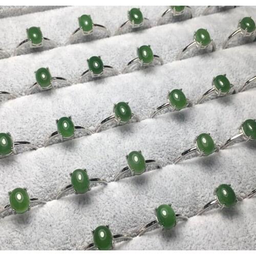 Russian jasper ring S925 sterling silver inlaid hetian jasper ring bracelet