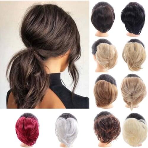 DIANQI natural hair chignon heat resistant synthetic donut straight hair bread pad popular high side bun updos trends for hair