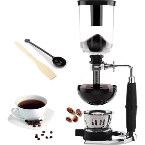 Japanese Style Siphon Coffee Maker Tea Siphon Pot Vacuum Coffeemaker Glass Type Coffee Machine Filter Kahve Makinas 3cup 5cup