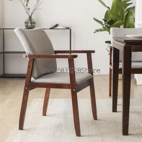 Simple Solid Wood Dining Chair Household Stool Back Armchair Makeup Chair Japanese Restaurant Leisure Computer Desk Chair