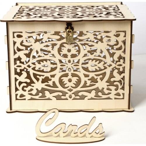 Wedding Card Boxes Wooden Box Wedding Supplies DIY Couple Grid Card Wooden Boxes