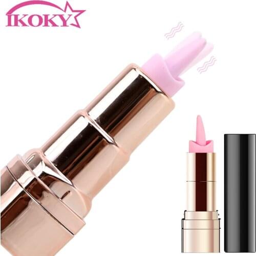 G-spot Vibrator Silicone Clit Stimulator Bullet Tongue Licking Vibrator Sex Toys for Women 10 Frequency Lipstick Shape Vibrator