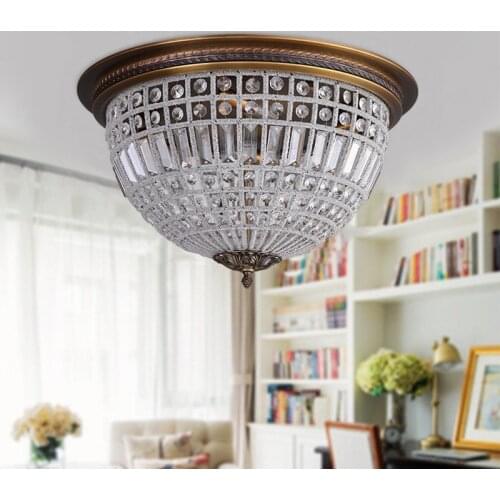 Vintage bronze Ceiling mounted lighting fixture crystal beaded Ceiling lamps bedroom kitchen ceiling lights hallway corridor E14