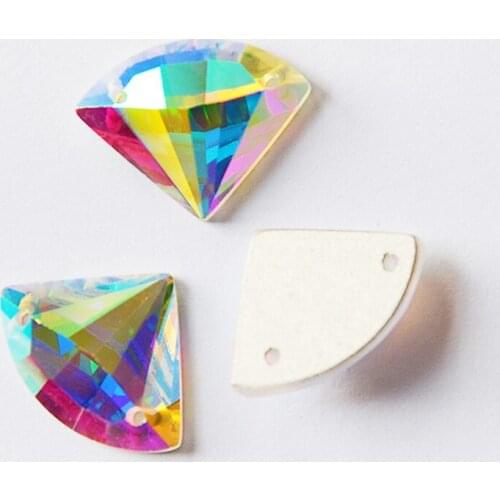 YANRUO 2545TH Crystal AB Sew On Mirror Rhinestones Sewn Crystal Rhinestones DIY Craft Sector Stones Decoration Garment Clothes