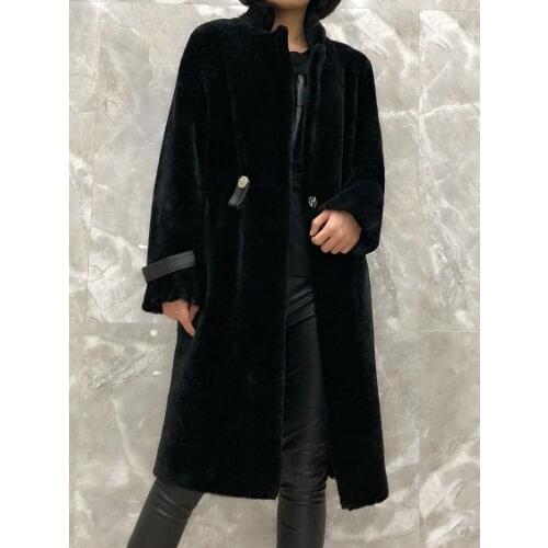 Genuine Wool Female Fur Jacket Korean Elegant Fur Coat Warm Soft Coats and Jackets Women Sheepskin Coat Ropa De Mujer Zjt824