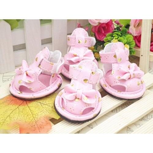 1 set= 4pcs Pet Shoes Dog Products Pet Dog Shoes Pet sandals In Red/Pink/Blue dog shoes