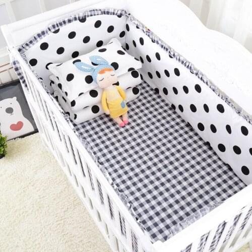 100*56cm 5Pcs/Set Animated Crib Bed Bumper For Newborns 100%Cotton Comfortable Childrens Bed Protector Baby Washable