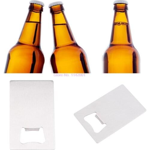 100pcs New Wallet Size Stainless Steel Credit Card Bottle Opener Business Card Beer Openers Universal Soda Beer Bottle Opener