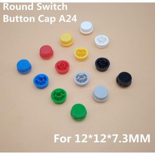 20Pcs A24 Round Button Tactile Push Button Switch Cap For 12*12*7.3 Switch (7 Colors)