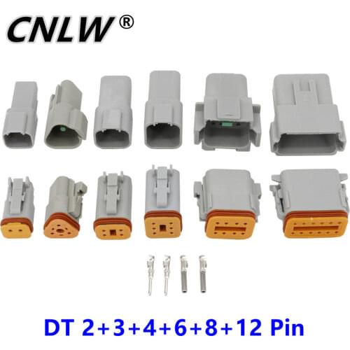 6 Sets DT DT06/DT04 (2+3+4+6+8+12) Pin Engine/Gearbox Waterproof Electrical Connector For Car,Bus,Motor,Truck 22-16AWG