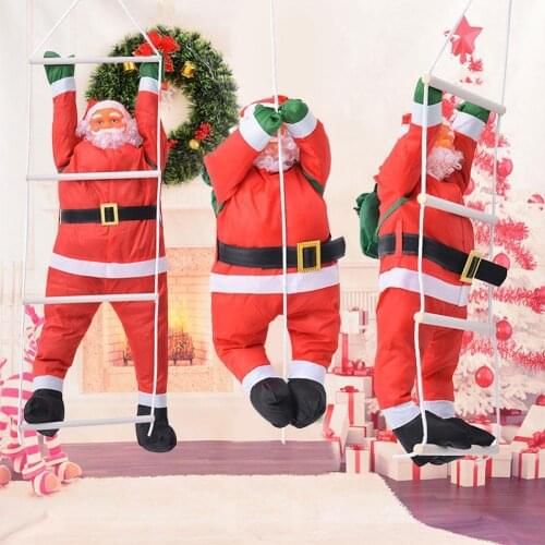 60CM Climbing Rope Ladder Santa Claus Christmas Decorations Outdoor Parachute Santa Claus Doll Pendant New Year Decor Ornament