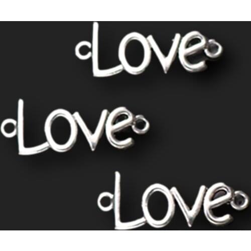 8pcs Silver Plated Hollow Metal* Love * Tag Connectors Bracelet Necklace DIY Handmade Jewelry Accessories 40*16mm A1089