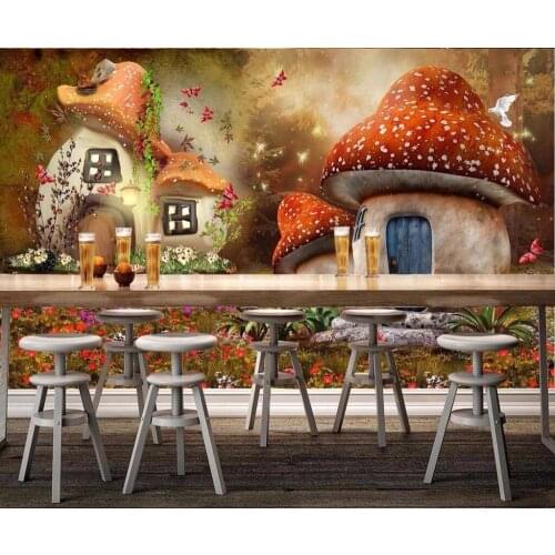 Bacal Custom Photo 3D Wallpaper Mural Wall Sticker Fairy World Mushroom House Kids Room TV Background Wall papel de parede