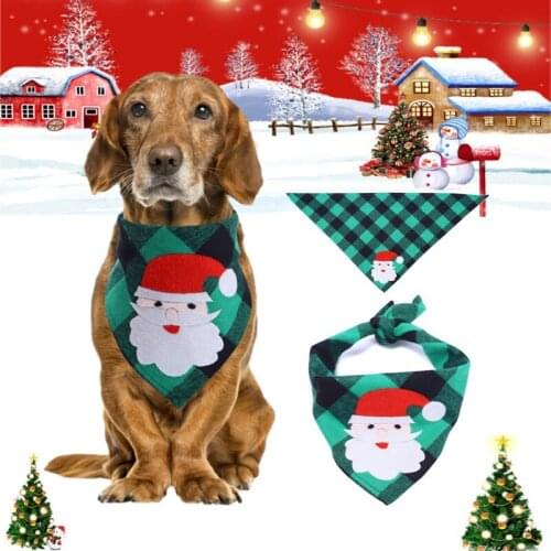 Dogs Polyester Plaid Elk Printed Bandanas Washable Dirt Resistant Easy To Clean Handkerchiefs Bibs Scarf Handkerchiefs Christmas