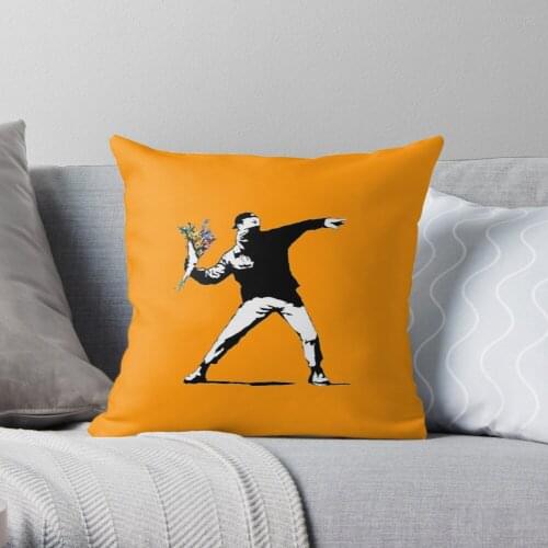 Banksy Flowers Throw Pillow Cushion Cover Polyester throw pillows case on sofa home living room car seat decor 45x45cm