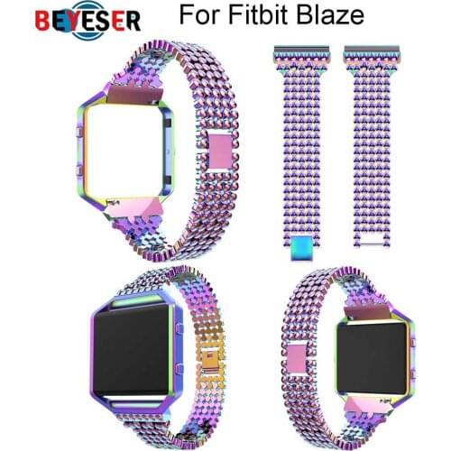 Stailess Steel Loop Strap Metal Frame watchband Replacement Strap wrist band for Fitbit Blaze Watch Band Magnetic Lock Bracelet
