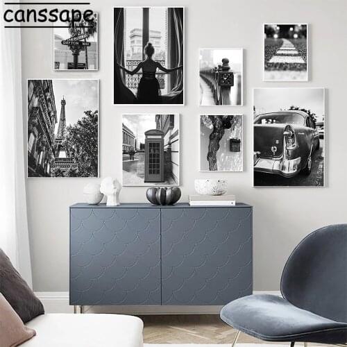 Black And White Wall Art Poster City Sign Architecture Canvas Painting Tower Print Nordic Posters And Prints Living Room Decor