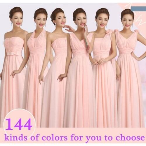 2017 hot Peachy Pink Winter Wedding Party Bridesmaid Dress Long Cheap Chiffon Prom Bridesmaid Dresses Wedding Party Dress