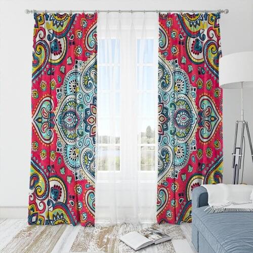 Colorful Mandala Bohemian Style Curtains for Living Room Bedroom 2 Panels Home Apartment Decor French Windows Curtain Custom