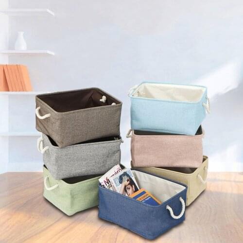 Linen Storage Basket with Side Handles, Simple Style Color Block Stackable Sundries Basket, Wardrobe Storage Box