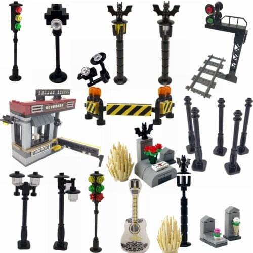 Creator City The Train Track Tunnel Signal Light Model Kits Traffic Light Building Blocks Toys For Kid Gift With Creators Cities