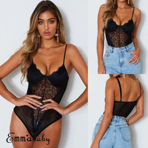 Fashion Sexy Lace Lingerie Stretch Bodysuit Elegant Sleeveless Leotard Top Backless Jumpsuit Babydoll Underwear Exotic Costumes