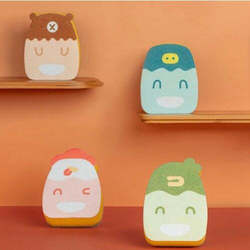 Cartoon Kitchen Cleaning Brushes Cleaning Sponge Block Household Brush Pot Washing Dishes Scouring Cloth Sponge Brush