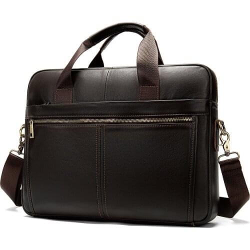 Mens Business Briefcase Classic Coffee Office Laptop Bags For Men Soft Genuine Leather Shoulder Messenger Bag Crossbody Handbag