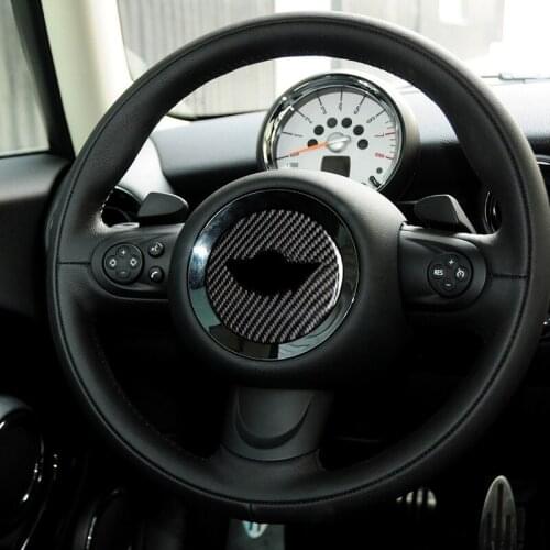 For Mini Cooper F55 F56 F60 Carbon Fiber Steering Wheel Sticker Cover Decoration
