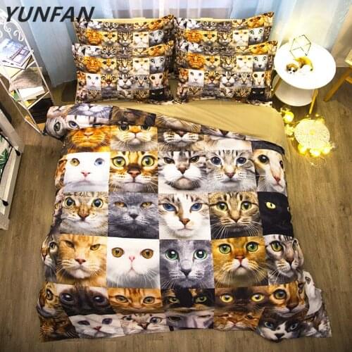 2018 New bedding Cute cat bedding set 3d bed linen duvet cover sets pillowcases full/twin/queen double single size 3D bedclothes