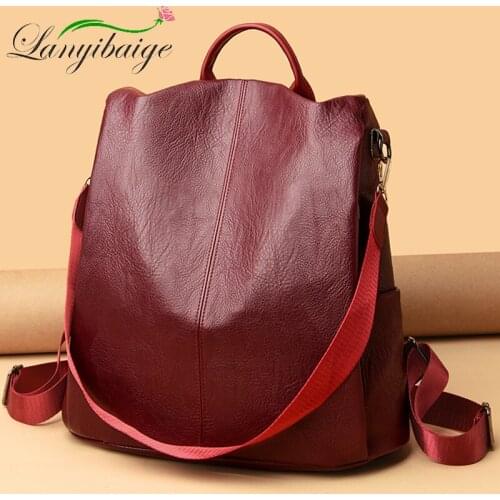 New Ladies Luxury Knapsack Soft PU Leather Backpacks Anti-theft Student Rucksack Large Capacity Fashion Backpack