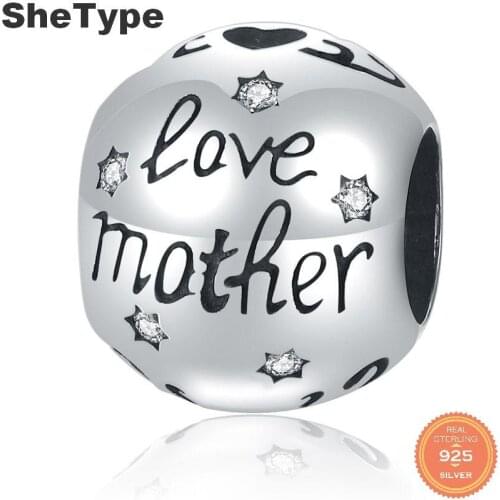 Jazaz Hot Sale Love Mother 925 Sterling Silver Beads Charms Fit Original Bracelet Necklace Accessories Bead Jewelry Making