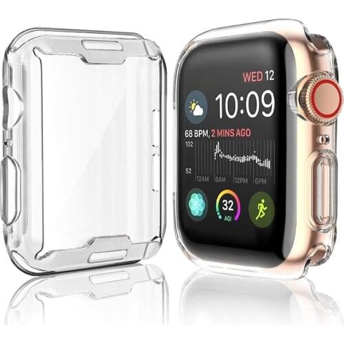 Transparent Cover for Apple Watch Series 3 2 1 38MM 42MM 360 Full Soft Clear TPU Screen Protector Case for iWatch 4/5 44MM 40MM