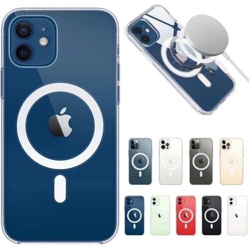 Luxury Transparent Magnetic Case For iPhone 12 11 Pro Max Mini XR X XS Max Shockproof Cover Supports Magnetic Wireless Charging
