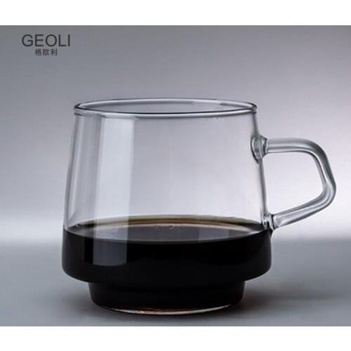Transparent Amber Glass Milk Tea Coffee Cup New Heat Resistant Double Layer Handle Drinkware Mug