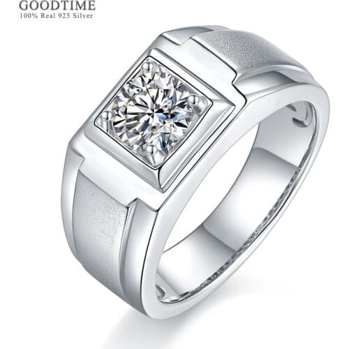 Luxury Male Pure 100% 925 Sterling Silver Moissanite Rings Jewelry Accessories Gift For Men Bridegroom Wedding Party dress up