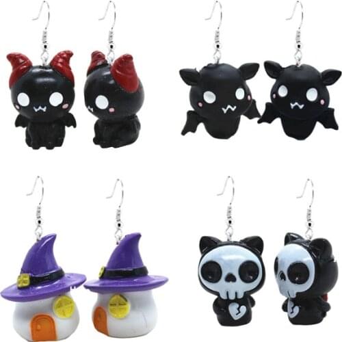 Funny Halloween Creative Resin Earrings Cute Pumpkin Lantern Ghost Vampire Jewelry Ornaments Womens Fashion Personality Gifts