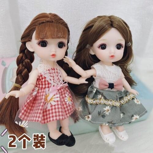 1 Set/ 2 Ps Mini Doll Baby Movable Joint-Girl 17cm Bjd Fashion with Dress Toy Suit-Accessories Bjd Best-Gifts Dolls for Girls