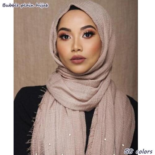 1PC Women skin hijab pearl bubble plain Maxi scarf shawl fashion muslim hijabs hot sale scarves shawls islamic foulard 31 color