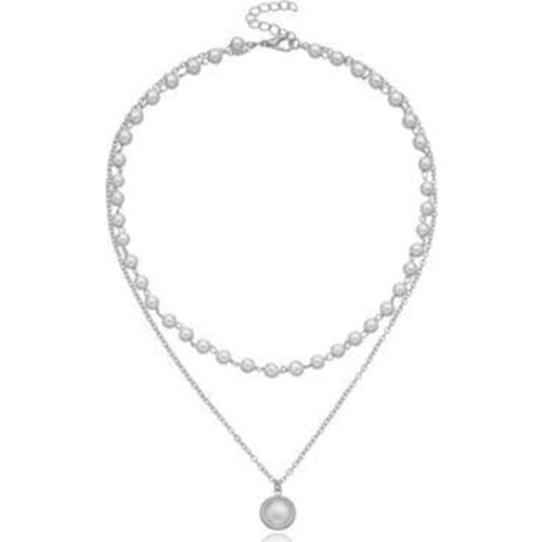 12Pcs/lot Fashion 2-Layer Imitation Pearls Chain Necklace for Women