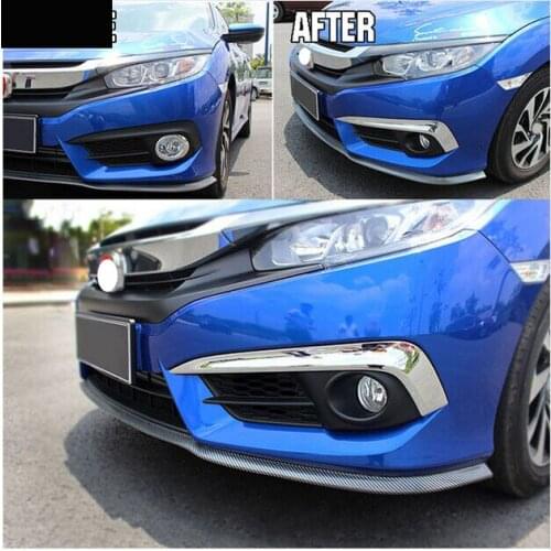 FIT FOR 2016 Honda CIVIC 2PCS CHROME FRONT FOG HEAD LIGHT LAMP COVER TRIM BEZEL BUMPER HOOD SKIRT STRIP LIP MOLDING GARNISH