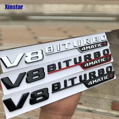 2pcs V8 BITURBO 4matic Car Fender Emblem For Mercedes Benz W117 Cla45 W205 C63 W212 E63 W207 W176 A45 156 Gla45 AMG
