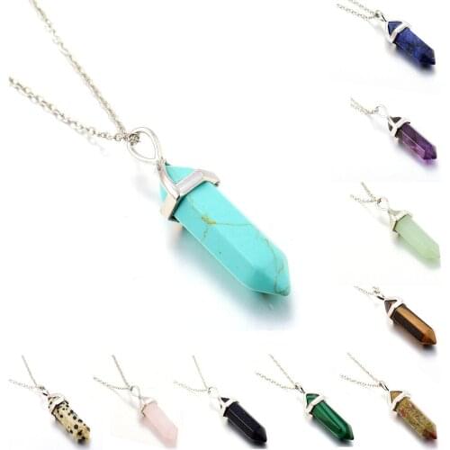 ASHMITA 2019 Red Stone Hexagonal Column Cone Pendant Necklace Girl Fashion Couple Necklaces