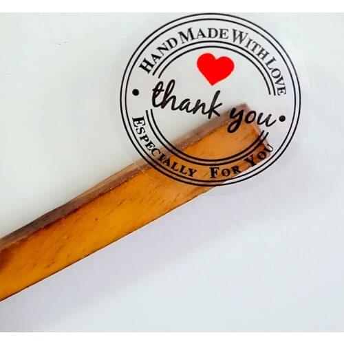 Free shipping 1000pcs/lot Adhesive Transparent Red Heart Thank You PVC Cake Packaging Sealing Label Stickers Scrapbooking