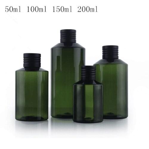 Free Shipping 50ml 100ml 150ml 200ml Green Lucency Plastic Empty Perfume Bottle Toner Astringent Empty Cosmetic Containers