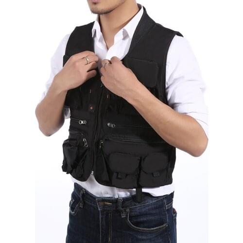 Fishing Vest Quick Dry Fish Vest Memory Fabric Waistcoat Multi-Pockets Casual Jacket for Work Fishing Photographer Journalist